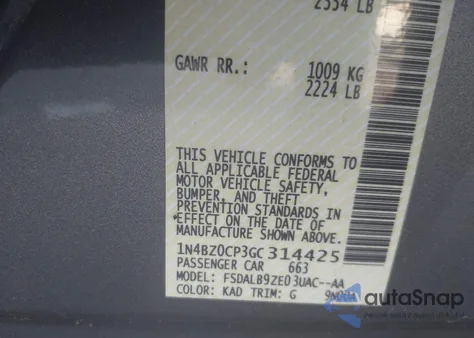 2016 Nissan Leaf S z USA, uszkodzony, nr VIN 1N4BZ0CP3GC314425